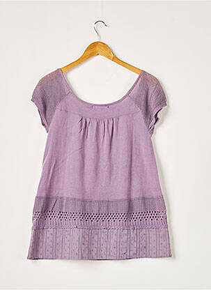 Pull stretch manches courtes violet 2 TWO femme
