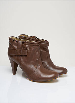 Bottines/boots matière lisse talon de 7 à 9cm marron KILLAH femme
