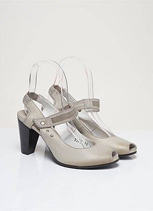 Sandales/nu pieds matière lisse talon de 7 à 9cm gris OXS femme