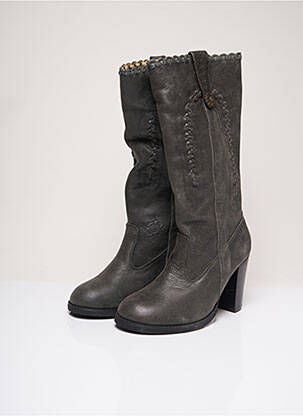 Bottes talon bottier talon de 7 à 9cm gris CARLA femme