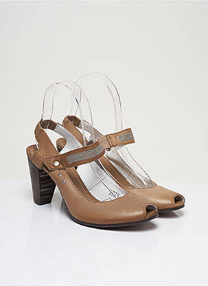 Sandales/nu pieds matière lisse talon de 7 à 9cm marron OXS femme