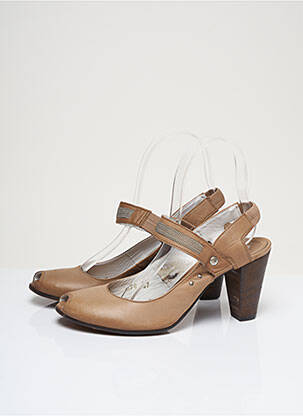 Sandales/nu pieds matière lisse talon de 7 à 9cm marron OXS femme