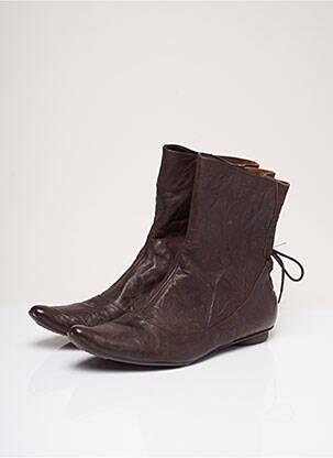 Bottines/boots matière lisse talon plat jusqu'à 3cm marron IPPON STYL femme