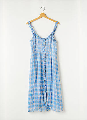 Robe mi-longue col v fines bretelles bleu SECOND FEMALE femme