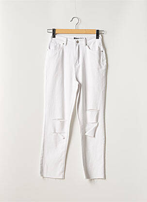 Jeans coupe droite taille haute taille haute blanc BOOHOO femme