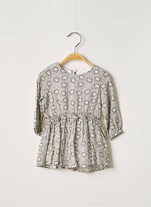 Robe mi-longue doublure manches longues gris IKKS fille