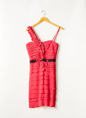 Robe mi-longue tissage crêpe fines bretelles rouge BCBGMAXAZRIA femme