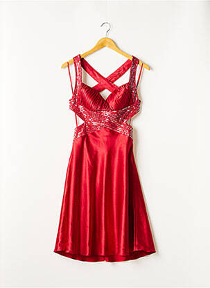 Robe mi-longue fermeture zippée au dos fines bretelles rouge DAVE&JOHNNY femme