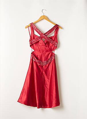 Robe mi-longue fermeture zippée au dos fines bretelles rouge DAVE&JOHNNY femme