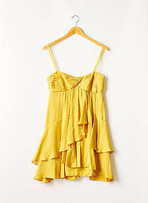 Robe courte fermeture zippée au dos sans manche jaune BCBGMAXAZRIA femme