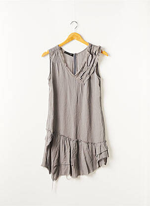 Robe courte fermeture zippée au dos manches courtes gris BARBARA BUI femme