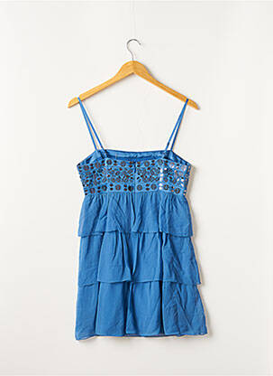 Robe courte coupe fluide fines bretelles bleu BCBGMAXAZRIA femme