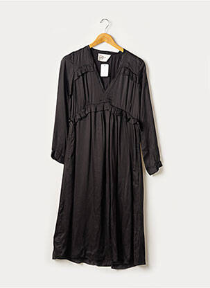 Robe mi-longue coupe fluide manches longues noir LEON & HARPER femme