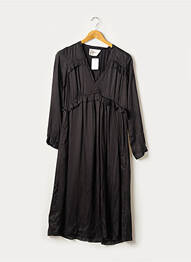 Robe mi-longue coupe fluide manches longues noir LEON & HARPER femme