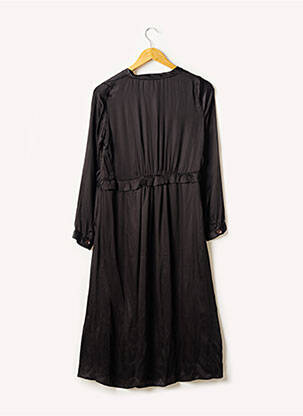 Robe mi-longue coupe fluide manches longues noir LEON & HARPER femme