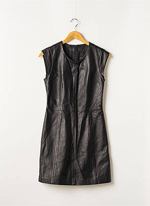 Robe courte fermeture zippée au dos manches courtes noir BERENICE femme
