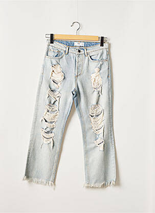 Jeans coupe droite effet usé délavé taille normale bleu MANGO femme