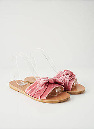 Mules/sabots semelle extérieure cuir talon plat jusqu'à 3cm rose ANCIENT GREEK SANDALS femme
