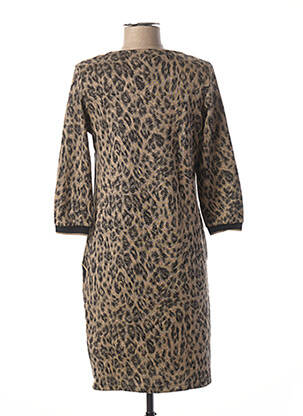 Robe mi-longue manches 3/4 manches 3/4 beige LA FEE MARABOUTEE femme