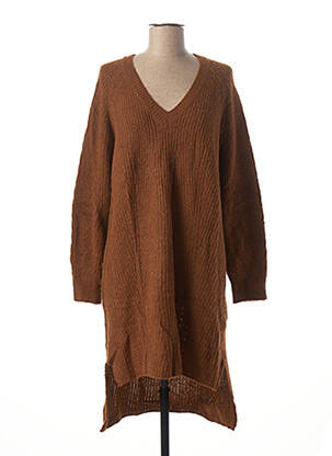 Robe pull col v manches longues marron LA FEE MARABOUTEE femme