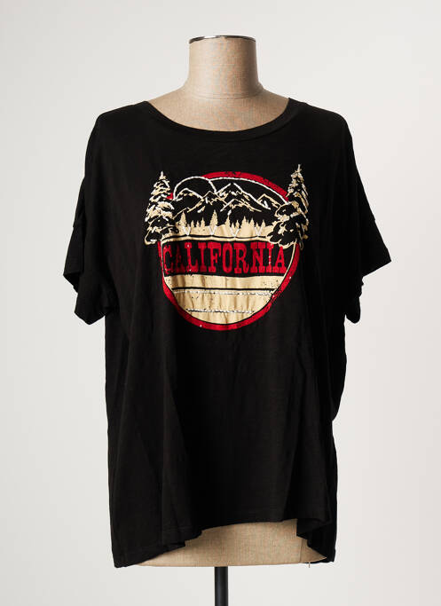 T-shirt imprimé fantaisie manches courtes noir FIVE femme