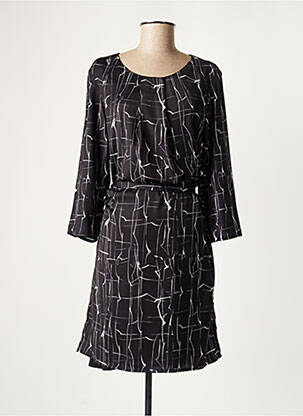 Robe mi-longue imprimé fantaisie manches longues noir BETTY & CO femme