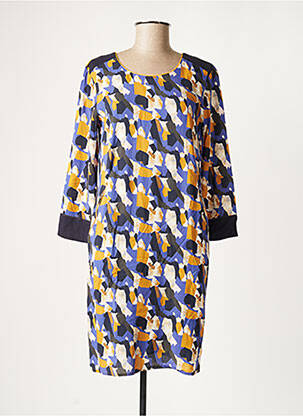 Robe mi-longue imprimé fantaisie manches longues bleu DIPLODOCUS femme