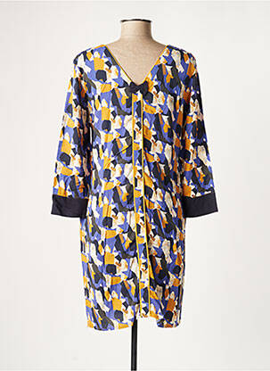 Robe mi-longue imprimé fantaisie manches longues bleu DIPLODOCUS femme