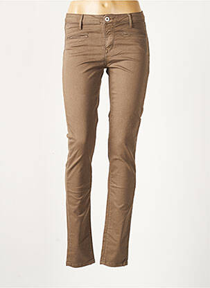 Pantalon slim taille basse taille basse marron DENIM STUDIO femme