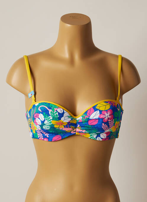 Haut de maillot de bain stretch haut soutien-gorge moulé jaune CHERRY BEACH femme
