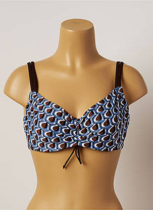 Haut de maillot de bain stretch haut soutien-gorge emboitant bleu BELCOR femme