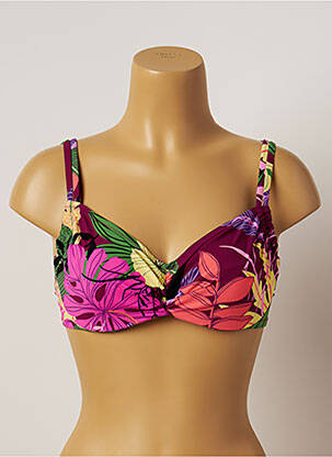 Haut de maillot de bain stretch haut soutien-gorge emboitant rose BELCOR femme