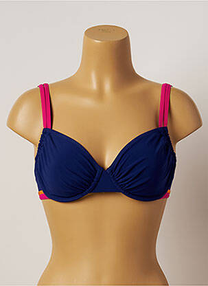 Haut de maillot de bain stretch haut soutien-gorge emboitant bleu BELCOR femme
