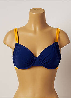 Haut de maillot de bain stretch haut soutien-gorge emboitant bleu BELCOR femme