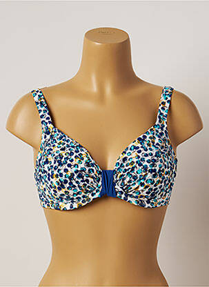 Haut de maillot de bain stretch haut soutien-gorge emboitant bleu BELCOR femme