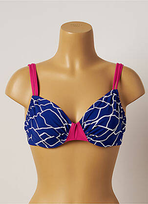 Haut de maillot de bain stretch haut soutien-gorge emboitant bleu BELCOR femme