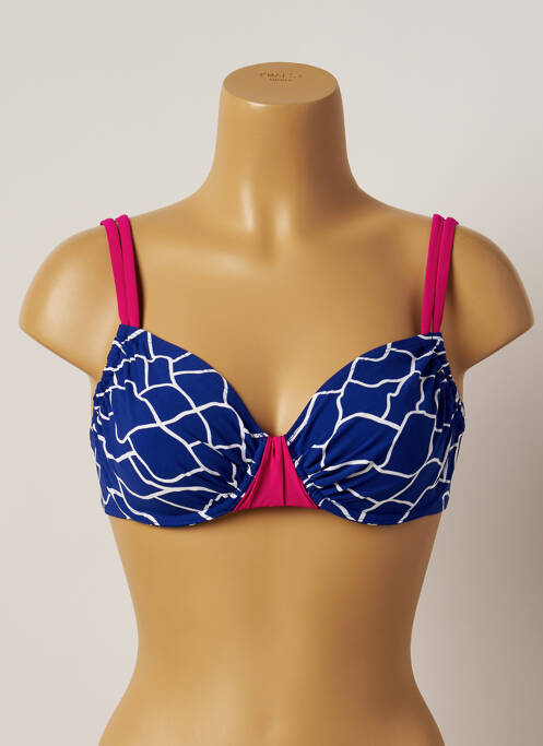 Haut de maillot de bain stretch haut soutien-gorge moulé bleu BELCOR femme