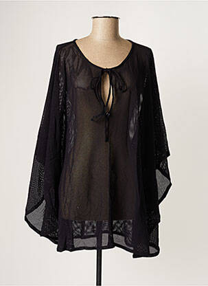 Poncho tissage nid d'abeille noir VANITY FAIR femme
