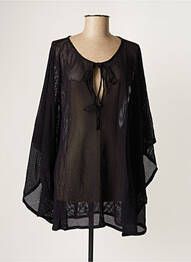 Poncho tissage nid d'abeille noir VANITY FAIR femme
