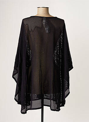 Poncho tissage nid d'abeille noir VANITY FAIR femme