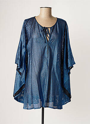 Poncho tissage nid d'abeille bleu VANITY FAIR femme