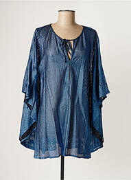 Poncho tissage nid d'abeille bleu VANITY FAIR femme