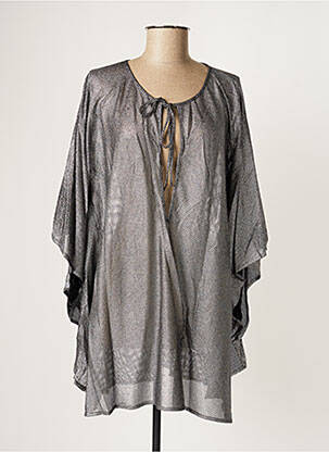 Poncho tissage nid d'abeille gris VANITY FAIR femme