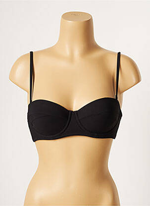 Haut de maillot de bain bretelles élastiquées amovibles haut soutien-gorge balconnet noir LOU femme