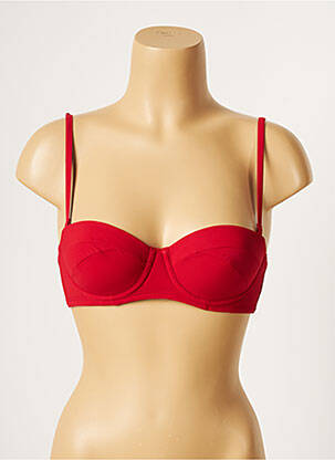 Haut de maillot de bain bretelles élastiquées amovibles haut soutien-gorge balconnet rouge LOU femme
