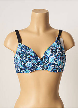 Haut de maillot de bain stretch haut soutien-gorge emboitant bleu BESTFORM femme