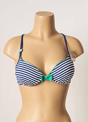 Haut de maillot de bain stretch haut soutien-gorge push-up bleu CHERRY BEACH femme