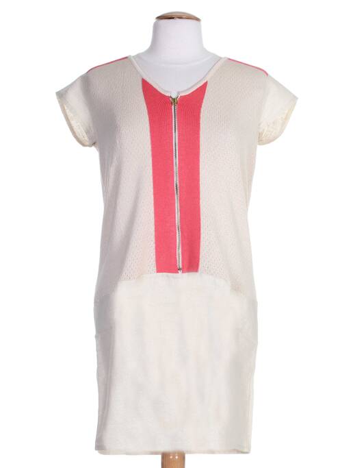 Robe mi-longue manches courtes manches courtes beige COLEEN BOW femme