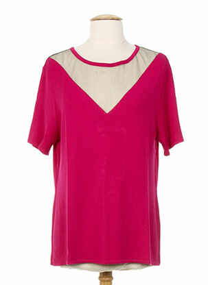 Pull coupe cintrée manches courtes rose COLEEN BOW femme