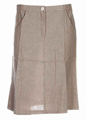 Jupe mi-longue taille élastique beige COLEEN BOW femme